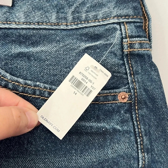 Old Navy Jean Shorts |  Embroidered High Rise OG Straight | Size 14 - Picture 5 of 8